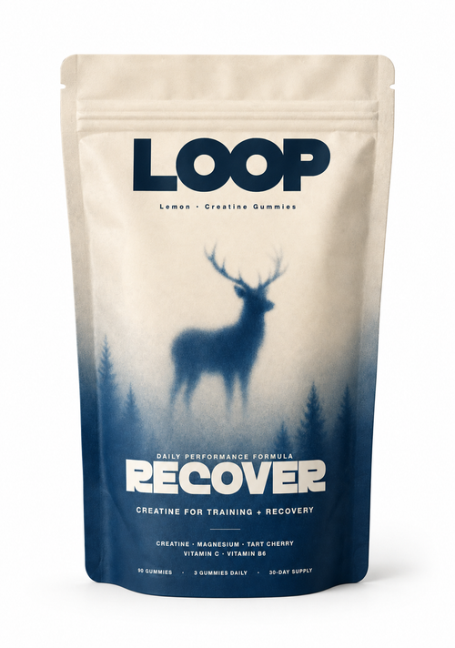 LOOP RECOVER lemon creatine gummies pouch on a white background
